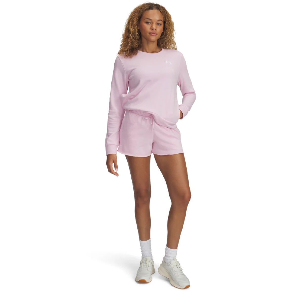 Dámske teplákové kraťasy UNDER ARMOUR UA Rival Terry Short-PNK · záber 3