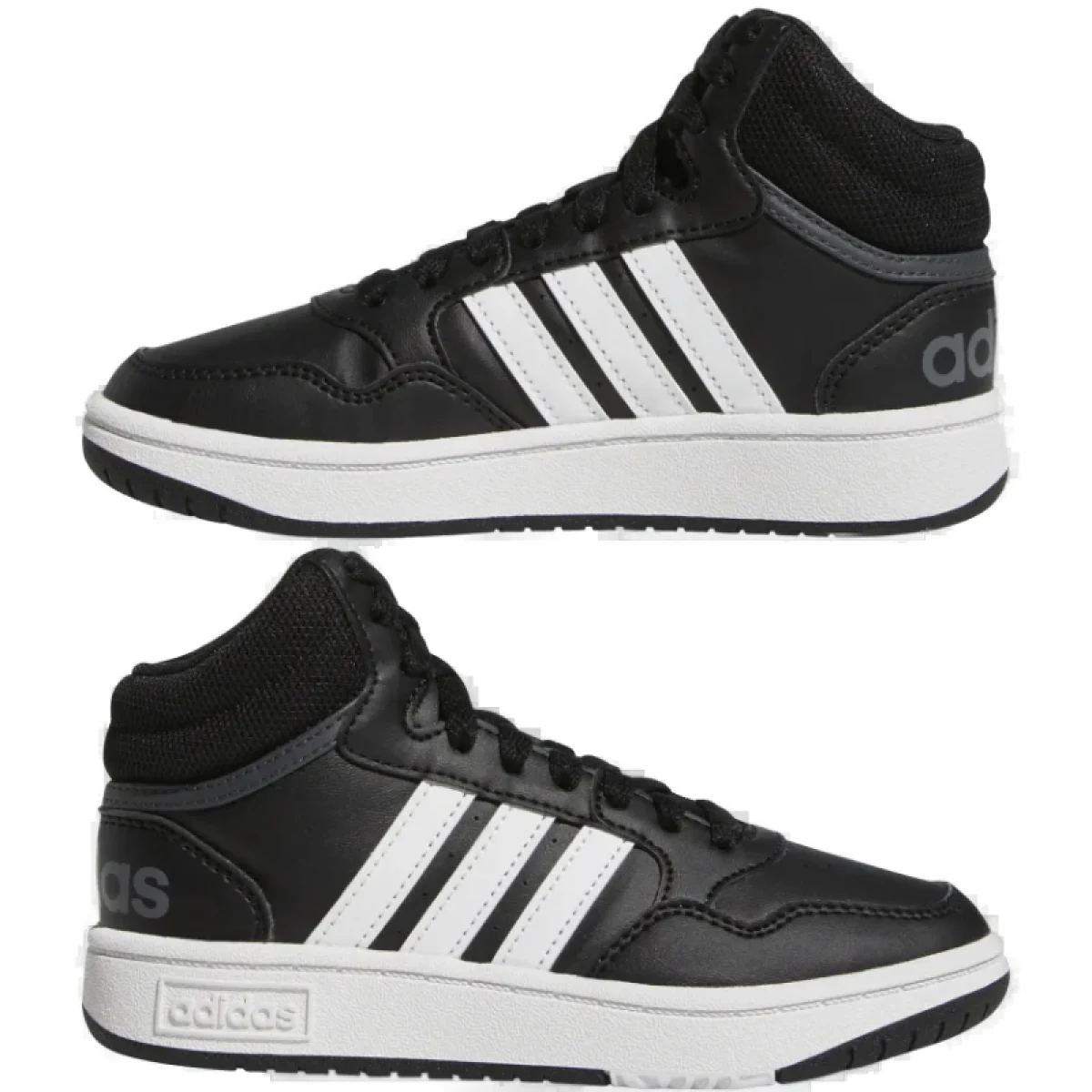Juniorská rekreačná obuv ADIDAS Hoops Mid 3.0 K core black cloud white grey six · záber 5