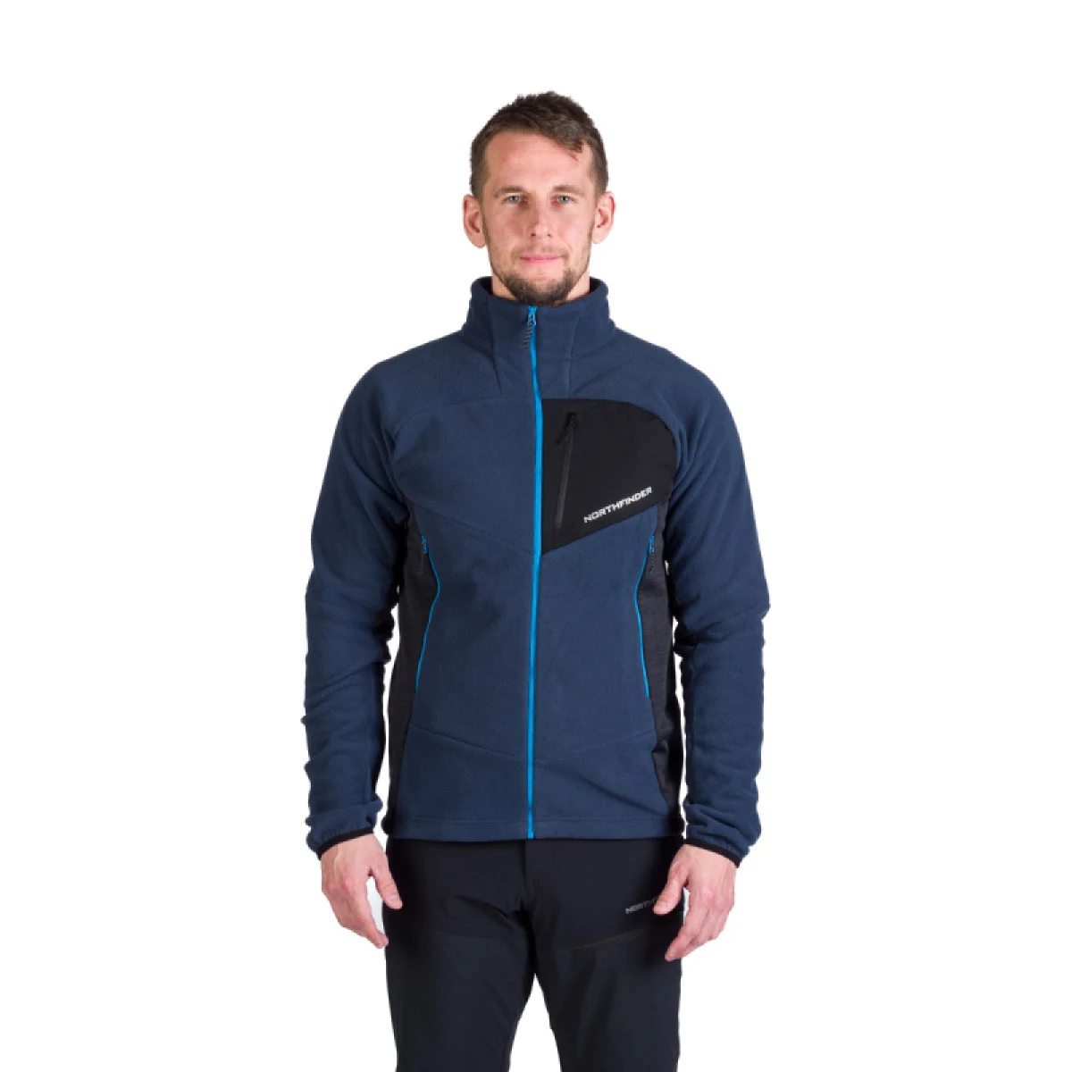 Pánska turistická flisová mikina so zipsom NORTHFINDER FULVIO-612navyblack · záber 2