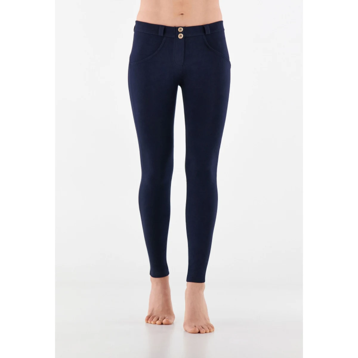 Dámske jeggings nohavice FREDDY WR.UP® skinny push up organic cotton trousers with regular waist-Blue · záber 2