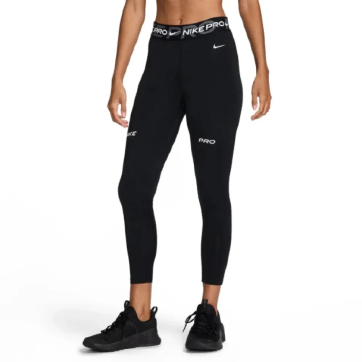 Dámske legíny NIKE PRO W NP DF MR 7 8 TIGHT TT-010 BLACK IRON GREY WHITE WHITE · záber 1