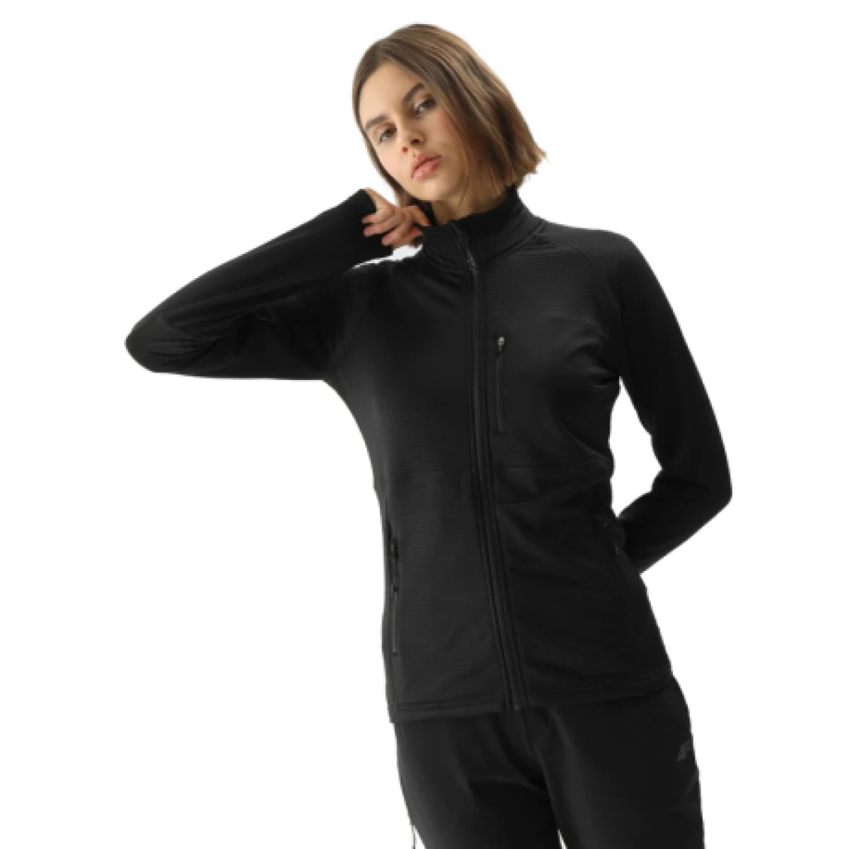 Dámska turistická mikina so zipsom 4F SWEATSHIRT FNK-4FWSS24TFSWF316-21S-BLACK · záber 1