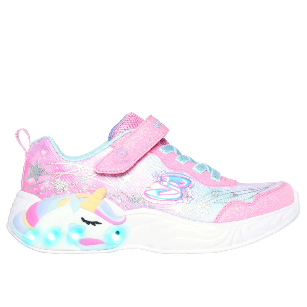 Dievčenská rekreačná obuv SKECHERS S Lights Unicorn Wishful Magic K pink turquoise · záber 2