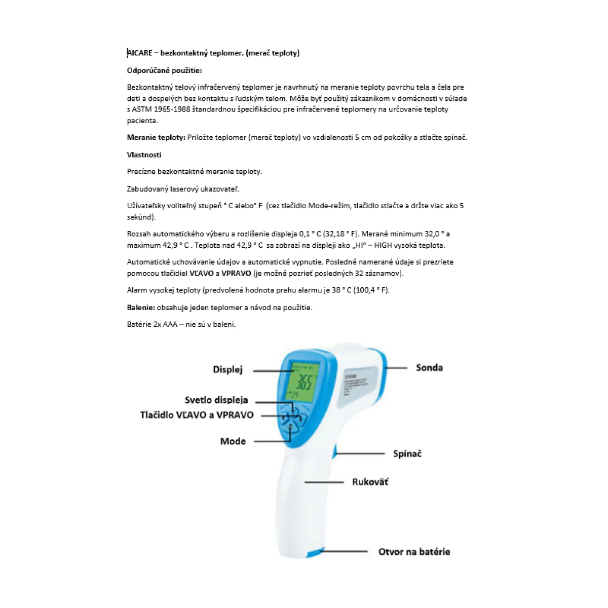 Bezkontaktný teplomer EXISPORT Non Contact thermometer · záber 5
