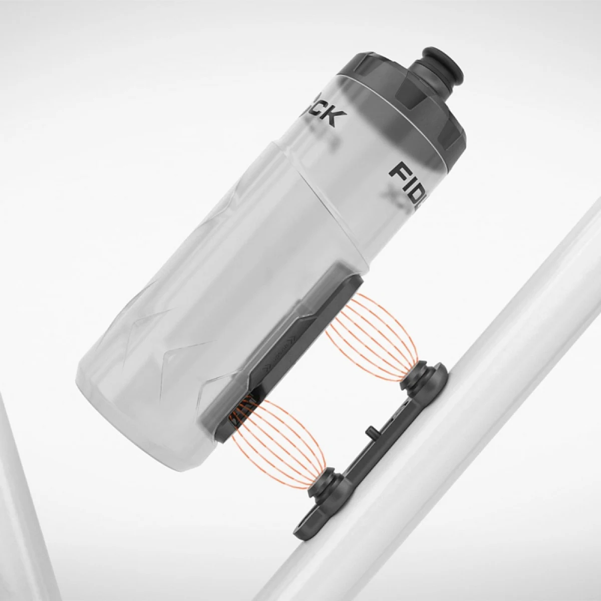 Fľaša na bicykel FIDLOCK set láhve s držákem BOTTLE TWIST průhledná bílá 600 ml · záber 3