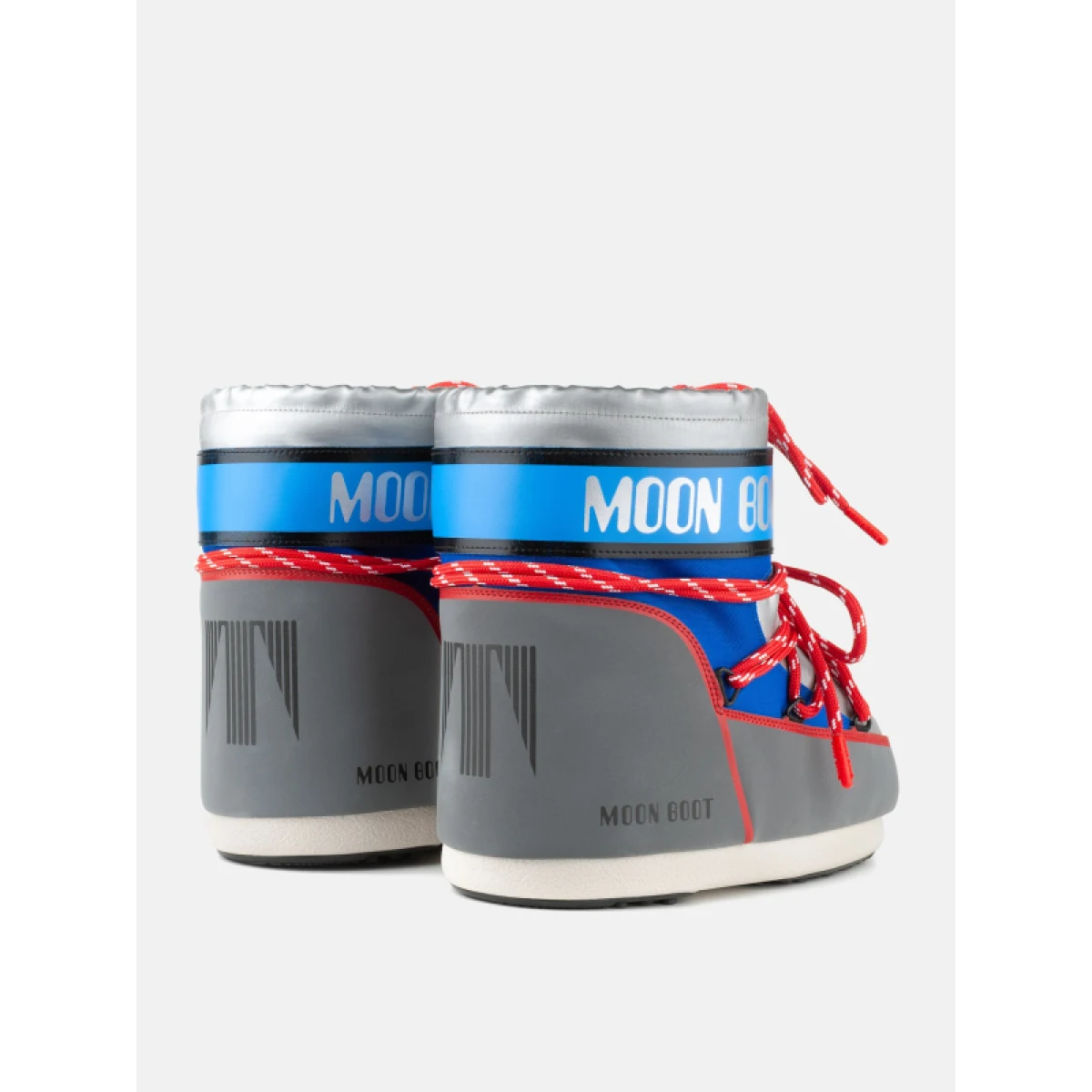 Nízke zimné topánky MOON BOOT MB ICON LOW SPACE RACING-HF04 SILVER BLUE RED · záber 3