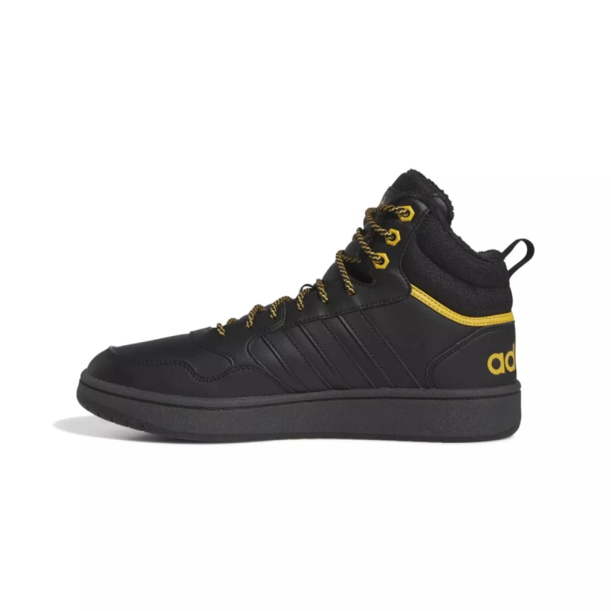 Pánske členkové zimné topánky ADIDAS Hoops 3.0 Mid WTR core black core black preloved yellow · záber 2