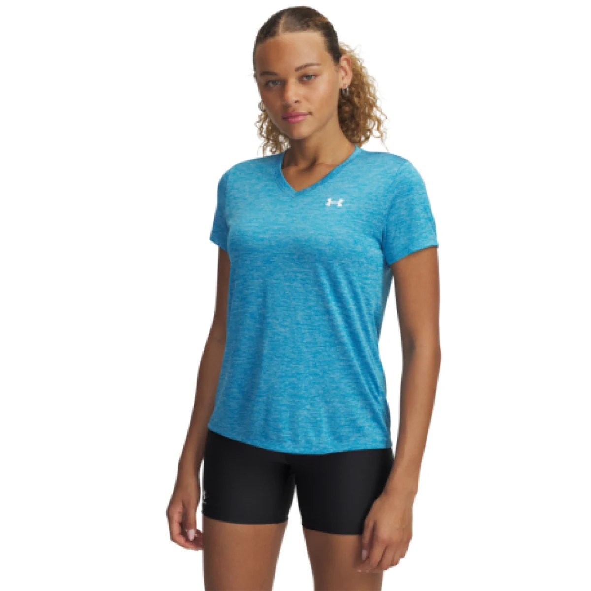 Dámske tréningové tričko s krátkym rukávom UNDER ARMOUR Tech SSV- Twist-BLU · záber 1