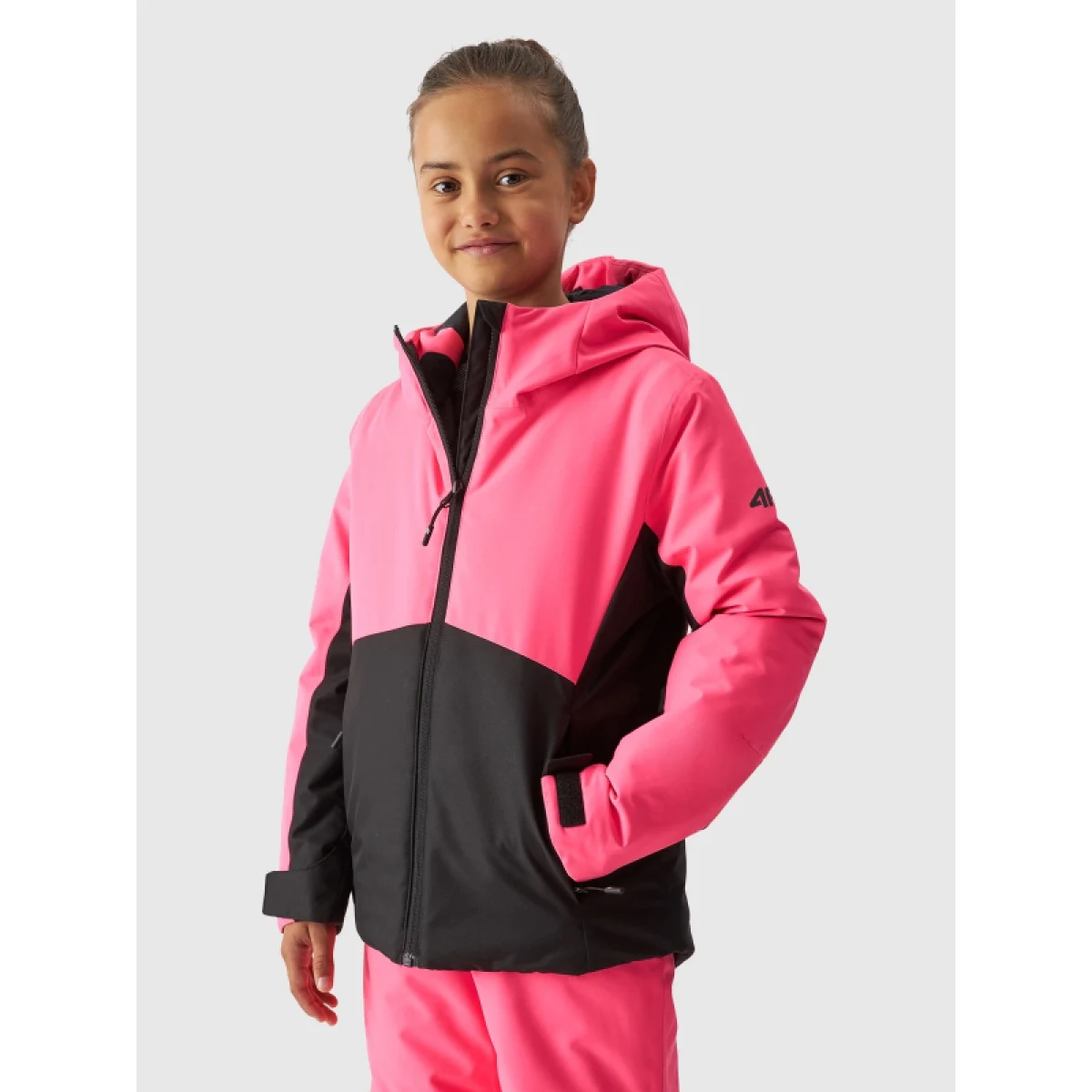 Dievčenská lyžiarska bunda 4F JUNIOR TECHNICAL JACKET-JAW23TTJAF292-55N-HOT PINK NEON · záber 2