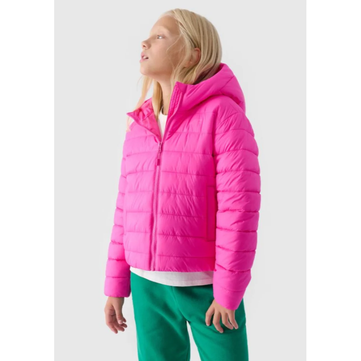 Dievčenská bunda 4F JUNIOR DOWN JACKET-JWAW24TDJAF449-55S-HOT PINK · záber 3