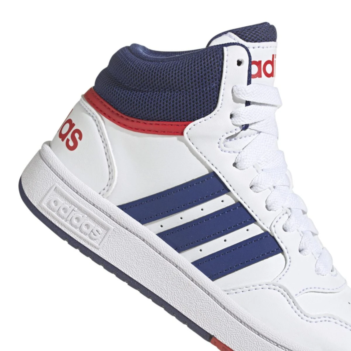 Chlapčenská rekreačná obuv ADIDAS Hoops 3.0 Mid cloud white victory blue better scarlet · záber 5