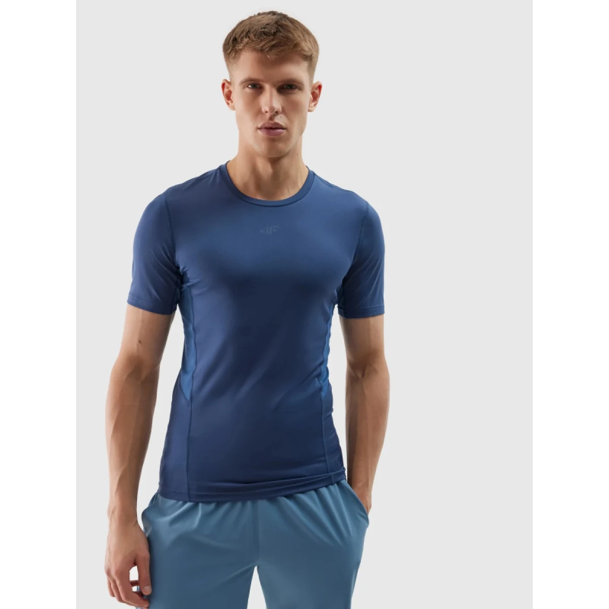 Pánske tréningové tričko s krátkym rukávom 4F TSHIRT FNK-WSS24TFTSM600-32S-DENIM · záber 2