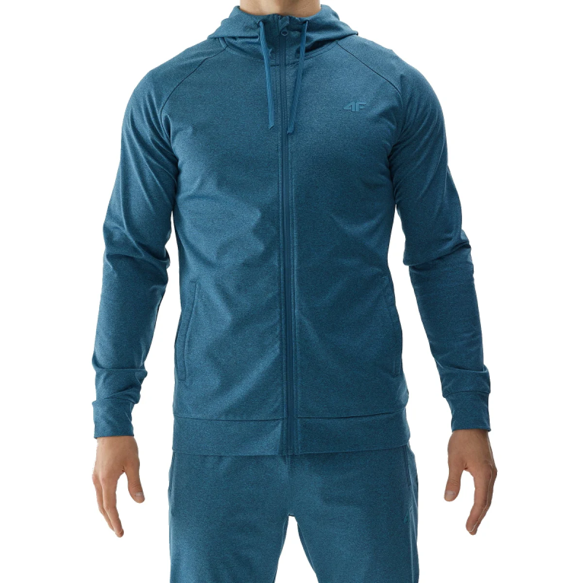 Pánska tréningová mikina so zipsom 4F SWEATSHIRT FNK-WAW24TFSWM404-46M-TEAL MELANGE · záber 4