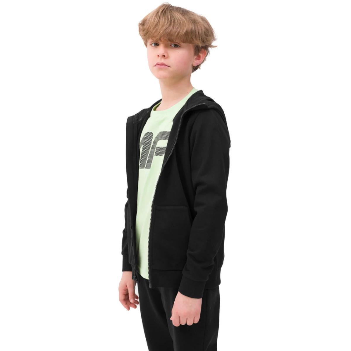 Chlapčenská mikina so zipsom 4F JUNIOR SWEATSHIRT-4FJWSS24TSWSM0926-20S-DEEP BLACK · záber 3