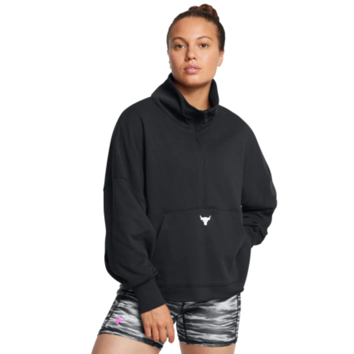Dámska zateplená mikina s kapucňou UNDER ARMOUR PROJECT ROCK PROJECT ROCK W Half Zip Pullover-BLK · záber 1