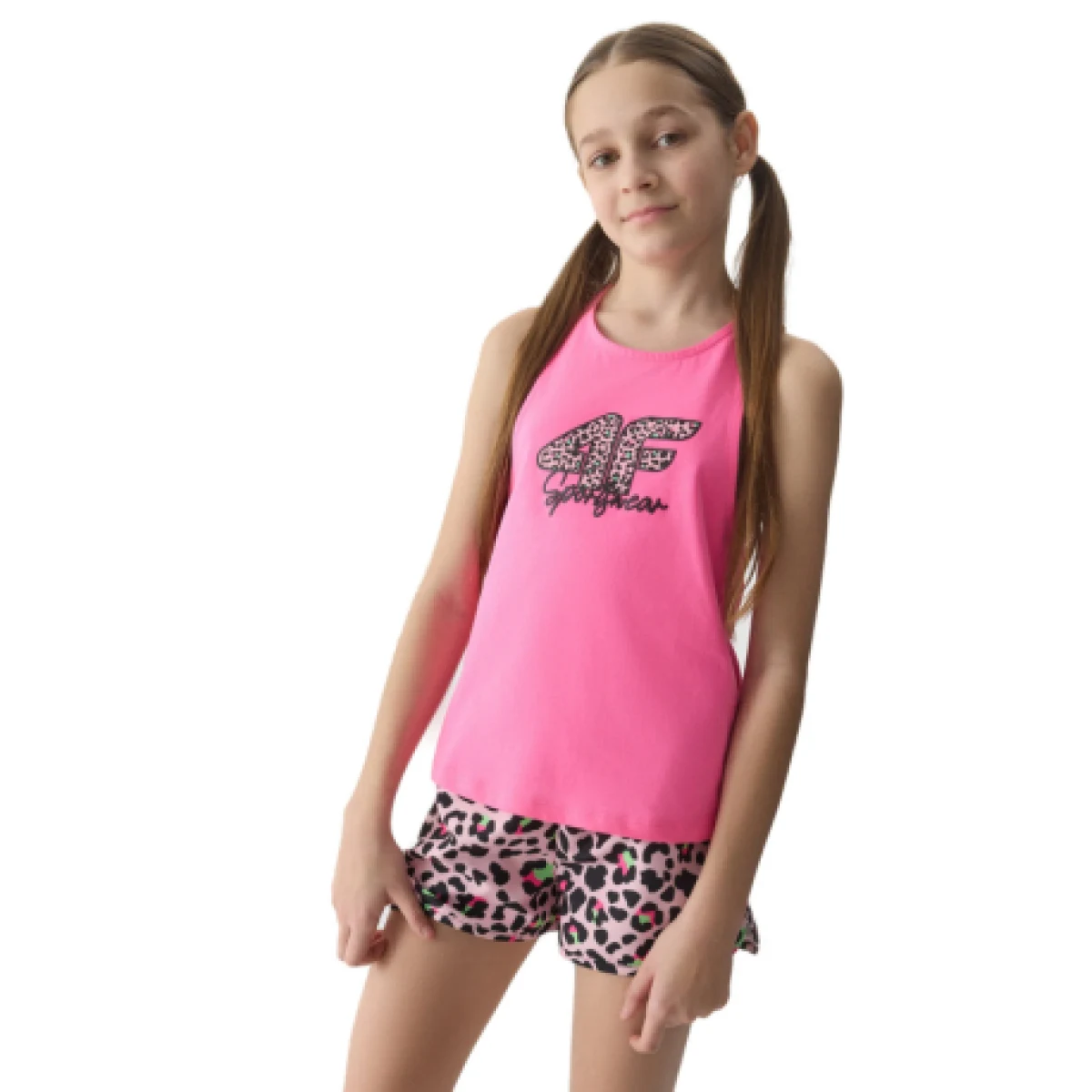 Dievčenské tielko 4F JUNIOR TSHIRT-4FJWSS24TTSHF1141-54N-PINK NEON · záber 1