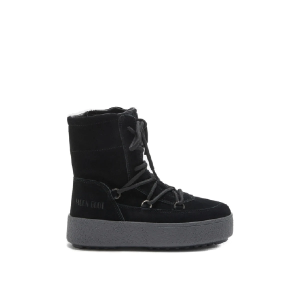 Dievčenské vysoké zimné topánky MOON BOOT JTRACK LACE SUEDE, 003 black · záber 1