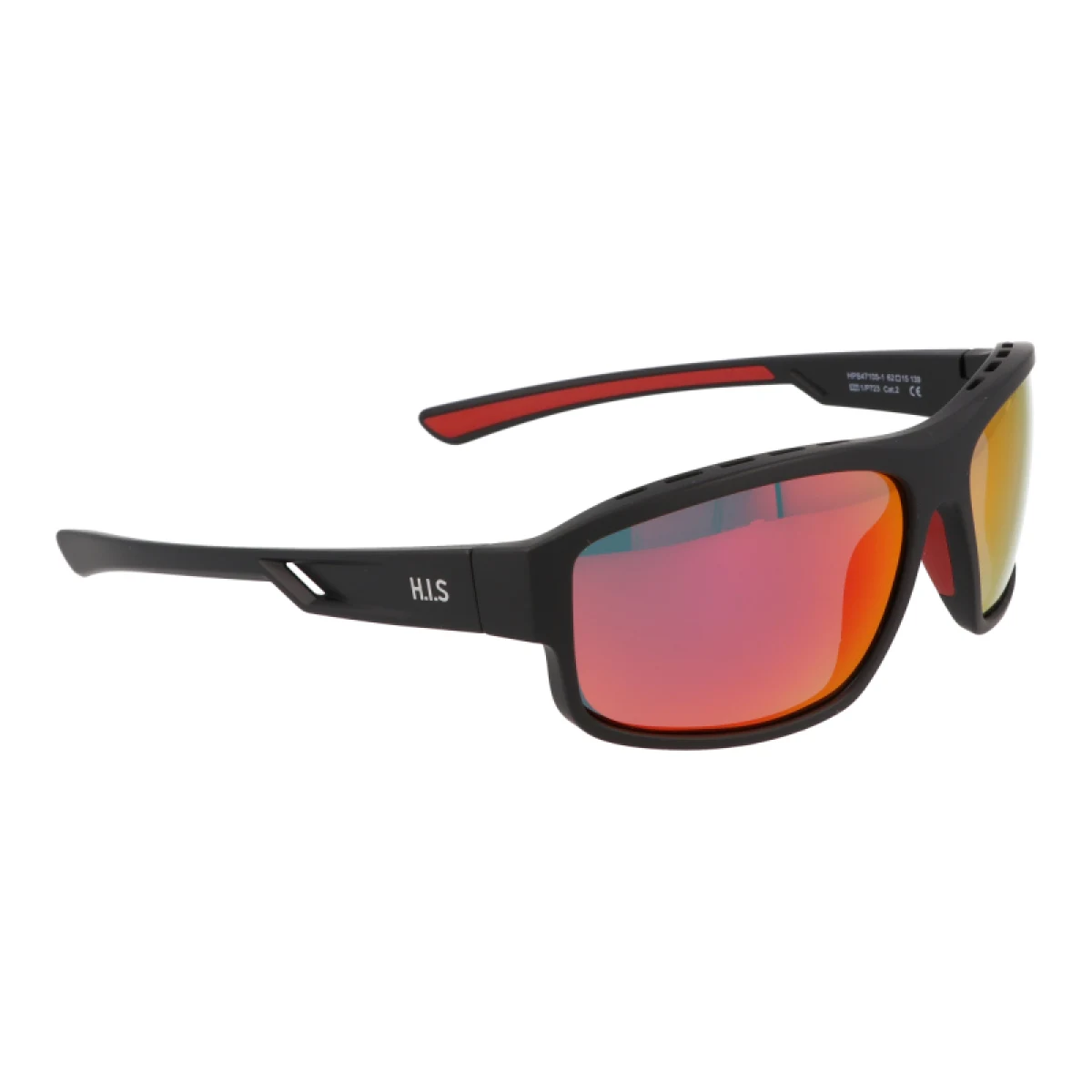 Polarizačné slnečné okuliare H.I.S. POLARIZED HPS47105-1, black, smoke with red mirror POL, 62-15-139 · záber 5