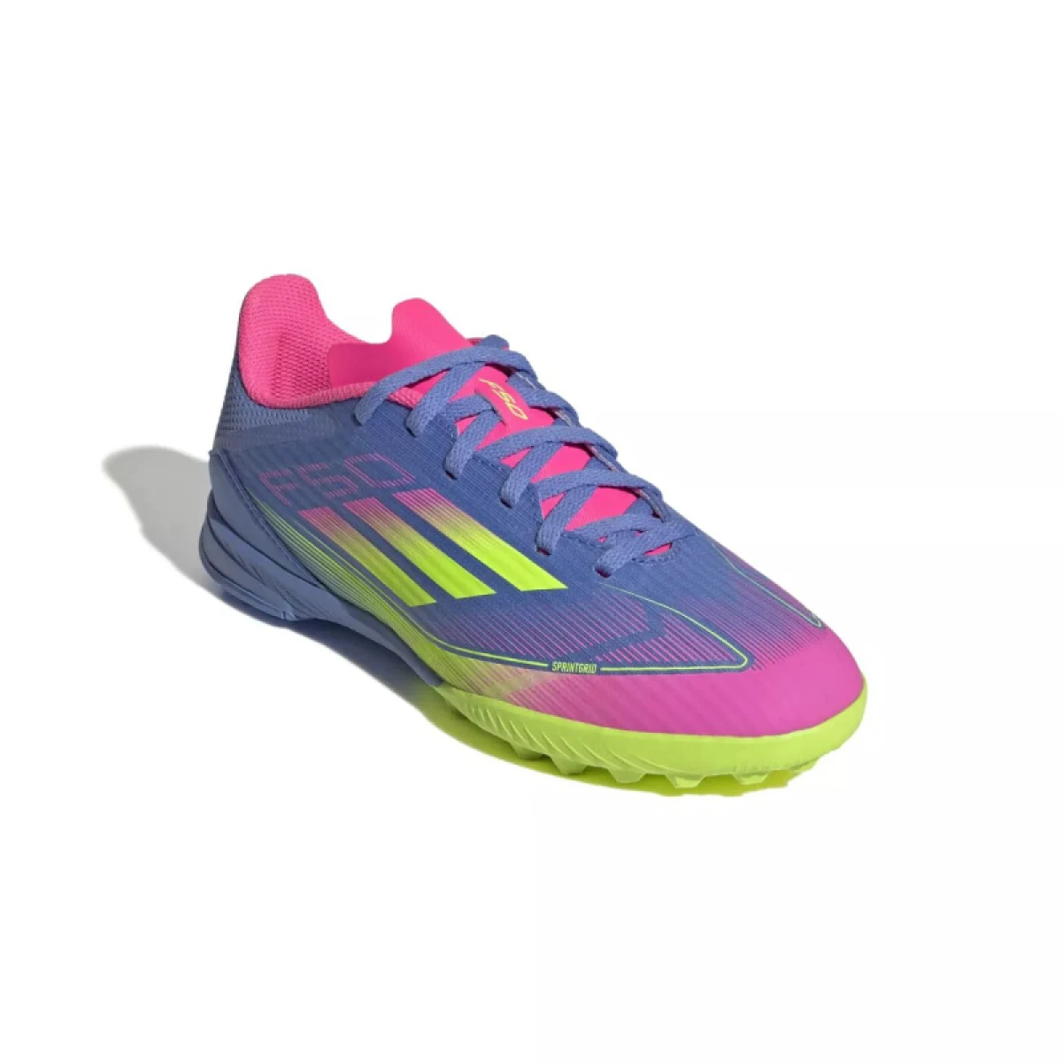 Chlapčenské futbalové kopačky turfy ADIDAS F50 League Jr TF blue fusion lucid lemon lucid pink · záber 3