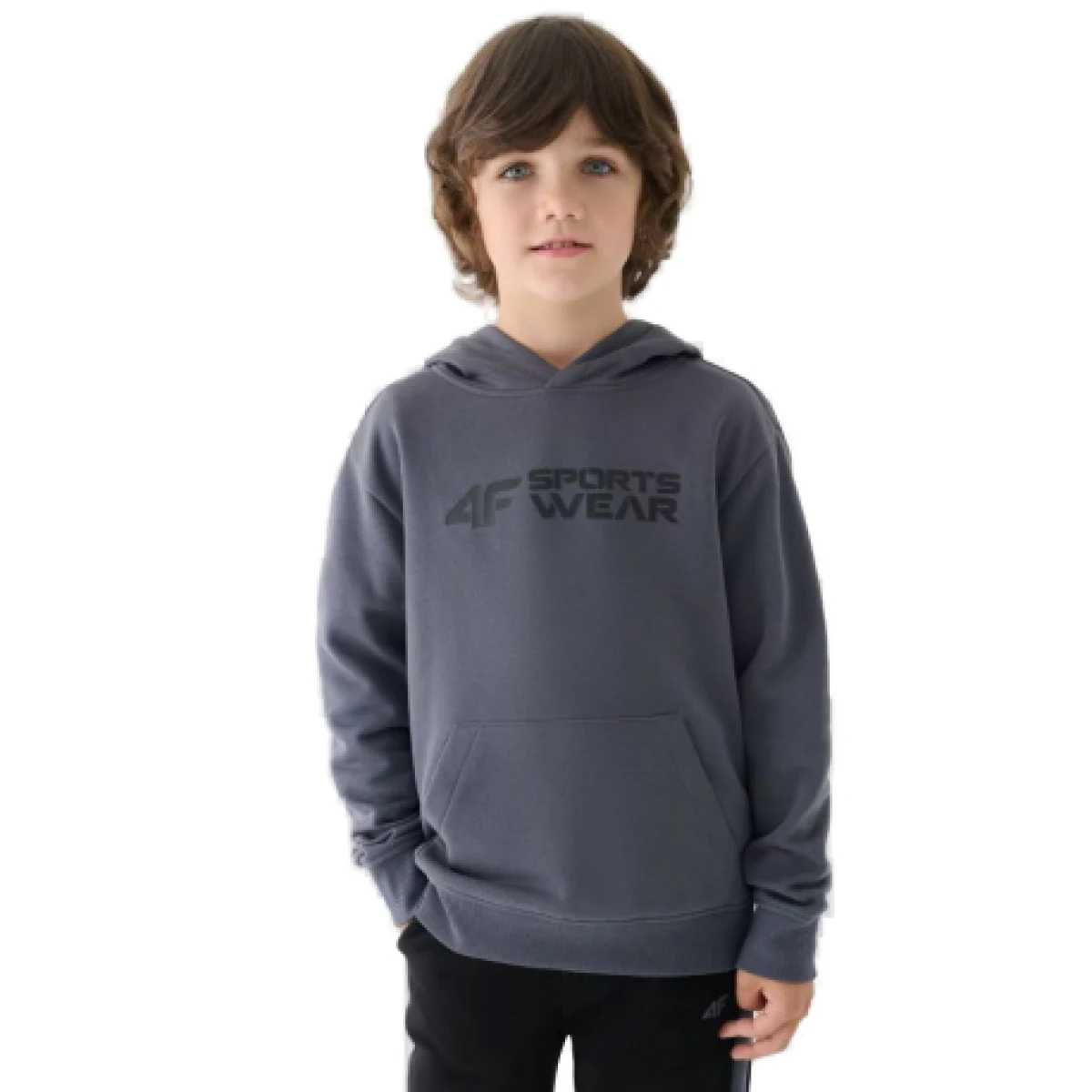 Chlapčenská mikina s kapucňou 4F JUNIOR SWEATSHIRT-JWAW24TSWSM1223-20S-DEEP BLACK · záber 1
