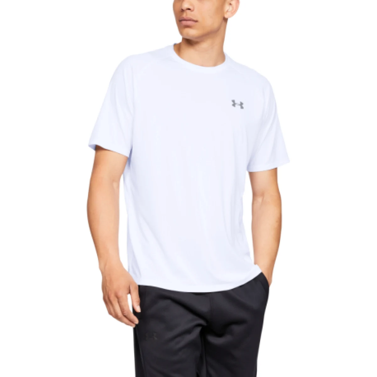 Pánske tréningové tričko s krátkym rukávom UNDER ARMOUR UA Tech 2.0 SS Tee-WHT · záber 1