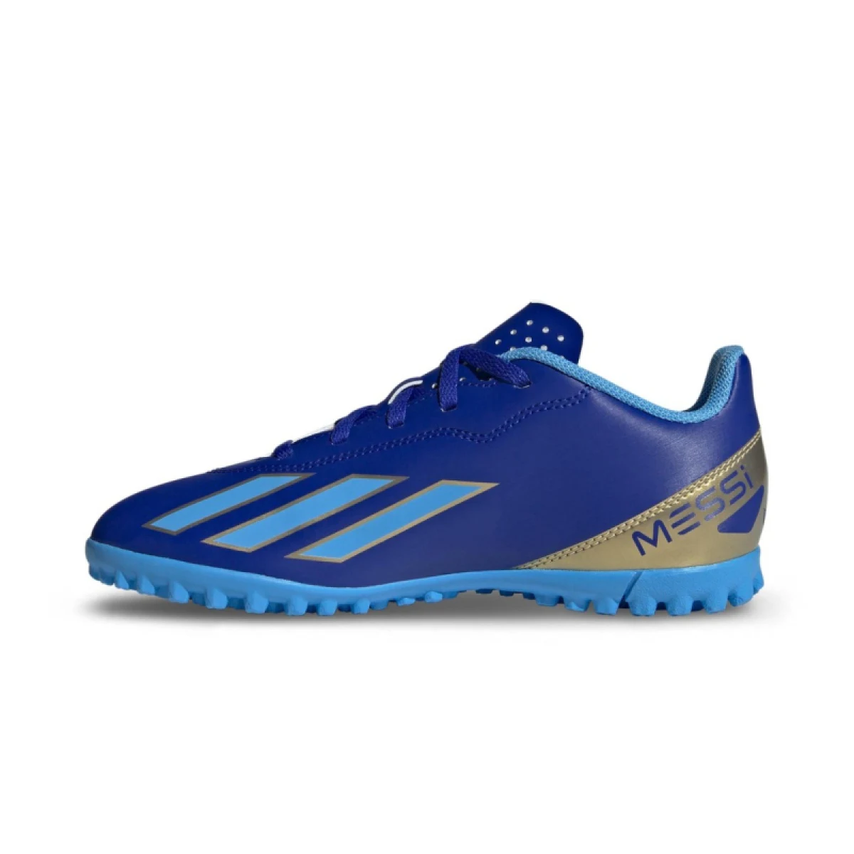 Chlapčenské futbalové kopačky turfy ADIDAS X Crazyfast Messi Jr TF lucid blue blue burst cloud white · záber 2