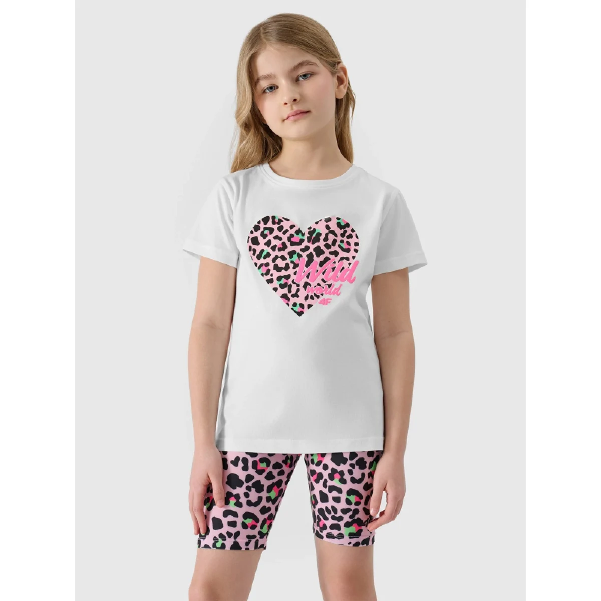 Dievčenské kraťasy 4F JUNIOR TIGHTS-4FJWSS24TTIGF133-56A-LIGHT PINK ALLOVER · záber 3