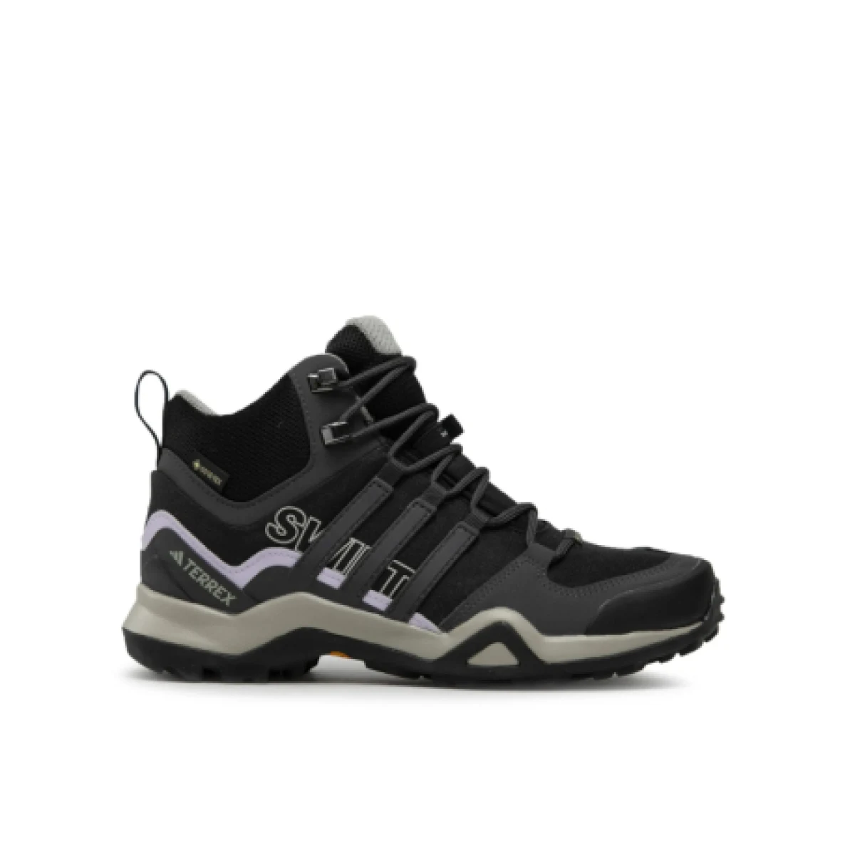Dámska členková turistická obuv ADIDAS Terrex Swift R2 Mid GTX Ws core black solid grey purple tint · záber 1