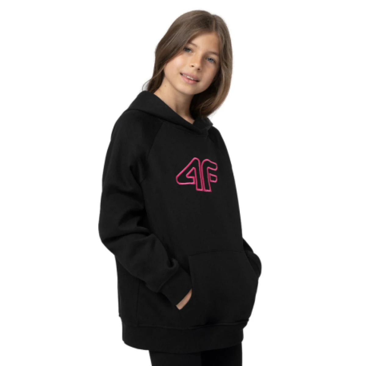 Dievčenská mikina s kapucňou 4F JUNIOR SWEATSHIRT F217-20S-DEEP BLACK · záber 1