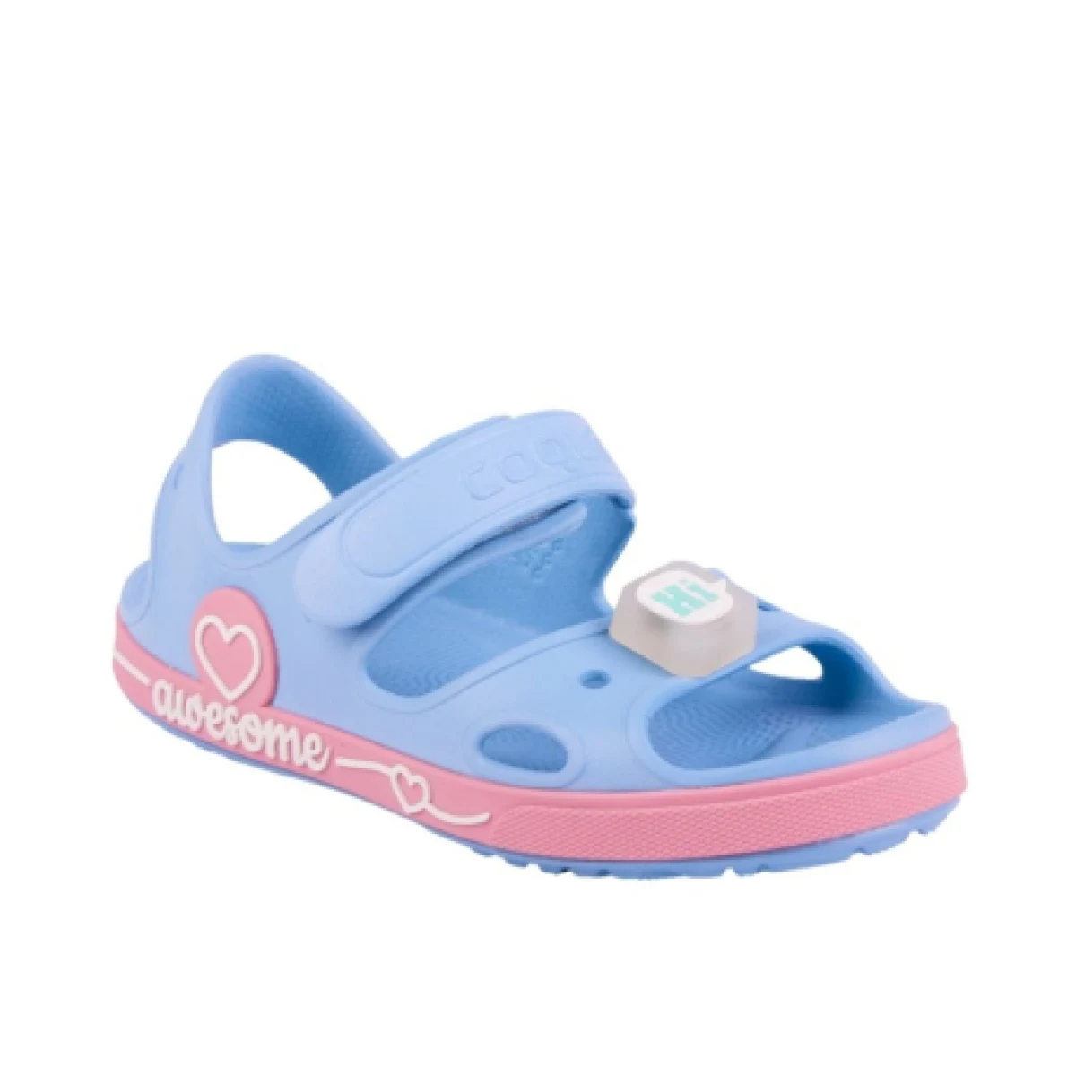Dievčenské sandále COQUI Yogi + Amulet K light elemental blue fondant pink · záber 1