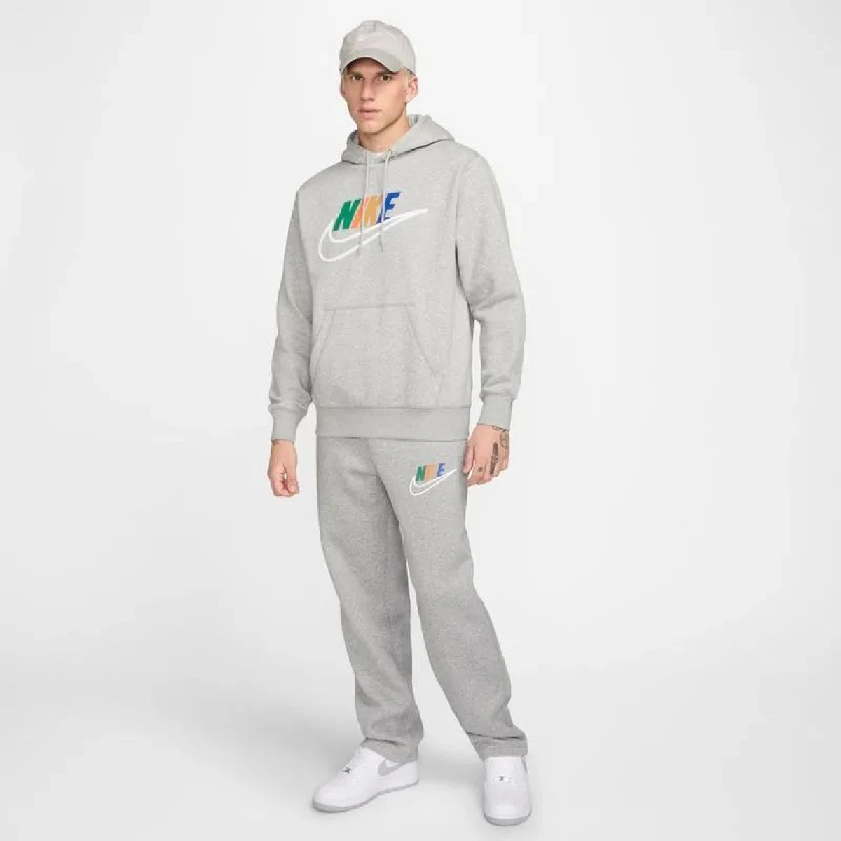 Pánska mikina s kapucňou NIKE M NK CLUB BB HDY FUTURA BLOCK-063 DK GREY HEATHER SMOKE GRY · záber 4