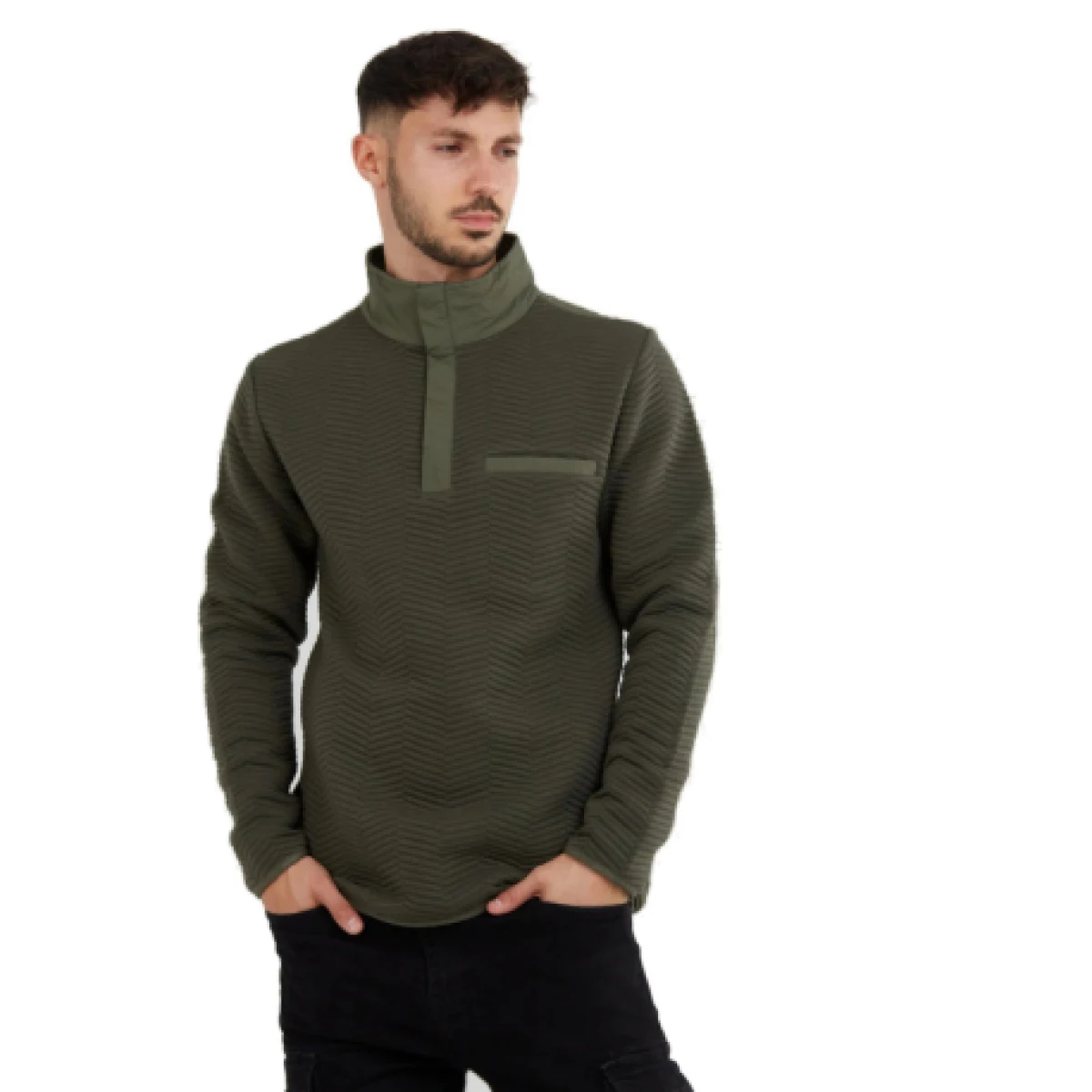 Pánska mikina FUNDANGO Vertigo Sweatshirt-590-oliv · záber 1