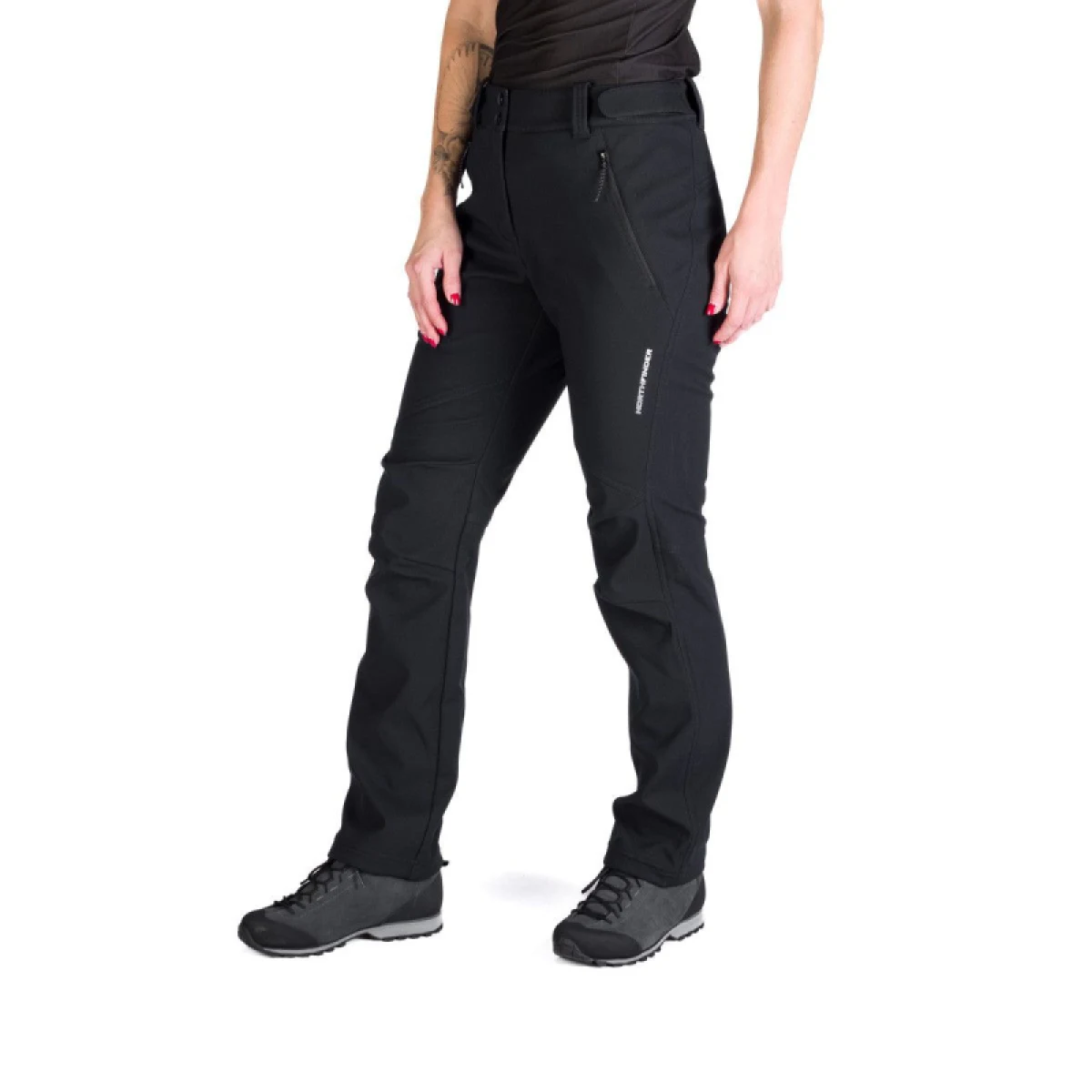 Dámske turistické softshellové nohavice NORTHFINDER JAYNE-269black · záber 2