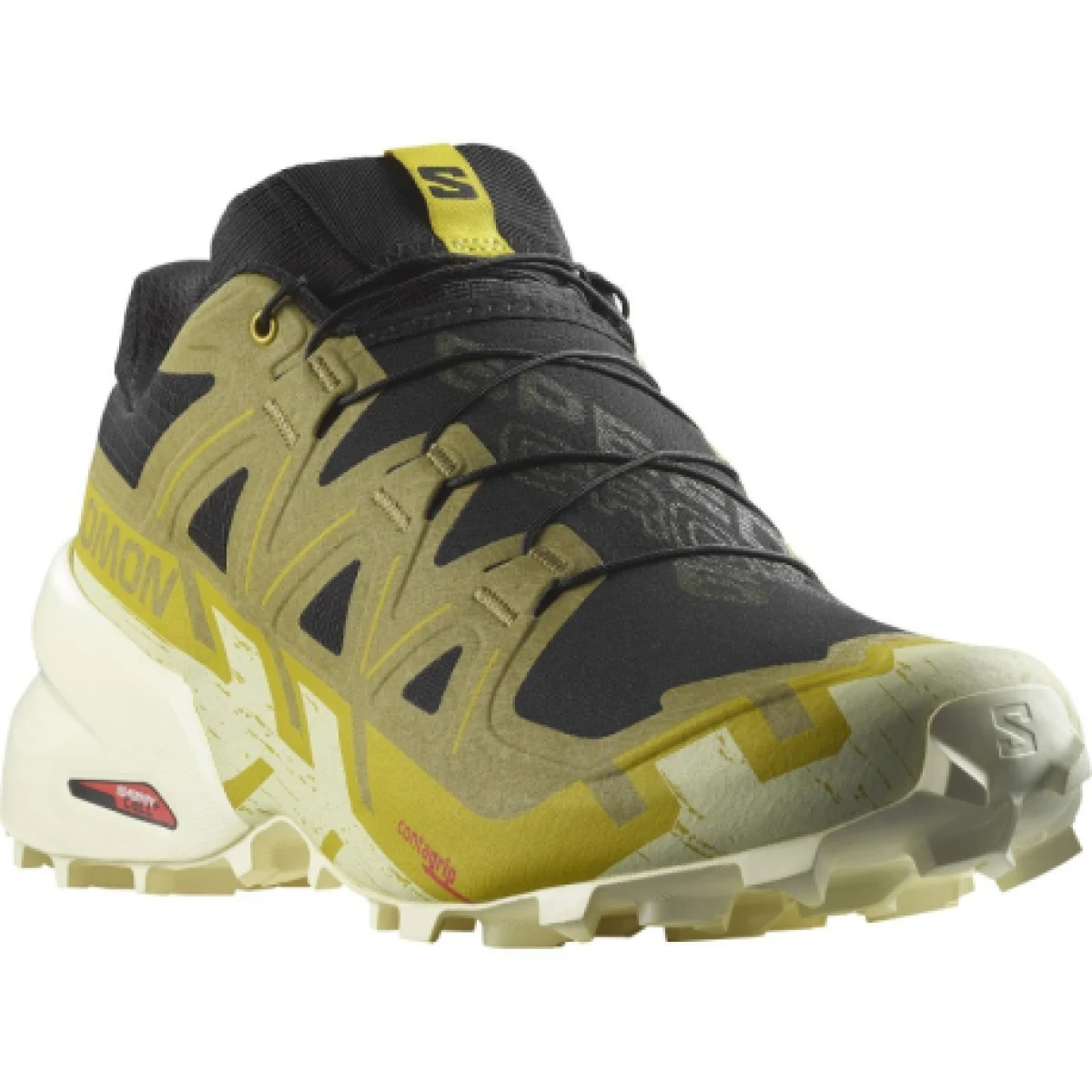 Pánska bežecká trailová obuv SALOMON Speedcross 6 black cress green transparent yellow · záber 1