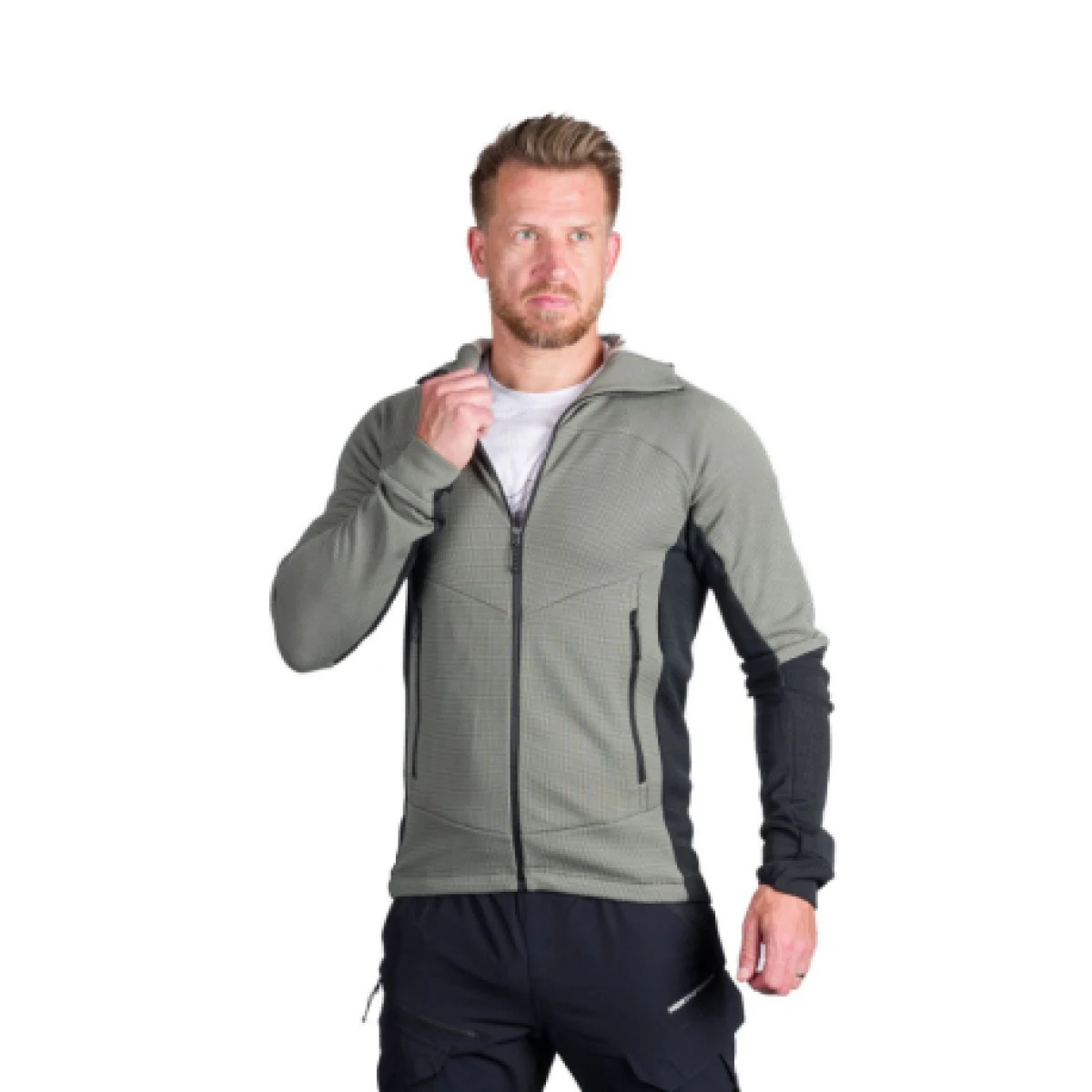 Pánska turistická mikina so zipsom NORTHFINDER EGON 807lightgreenblack · záber 1