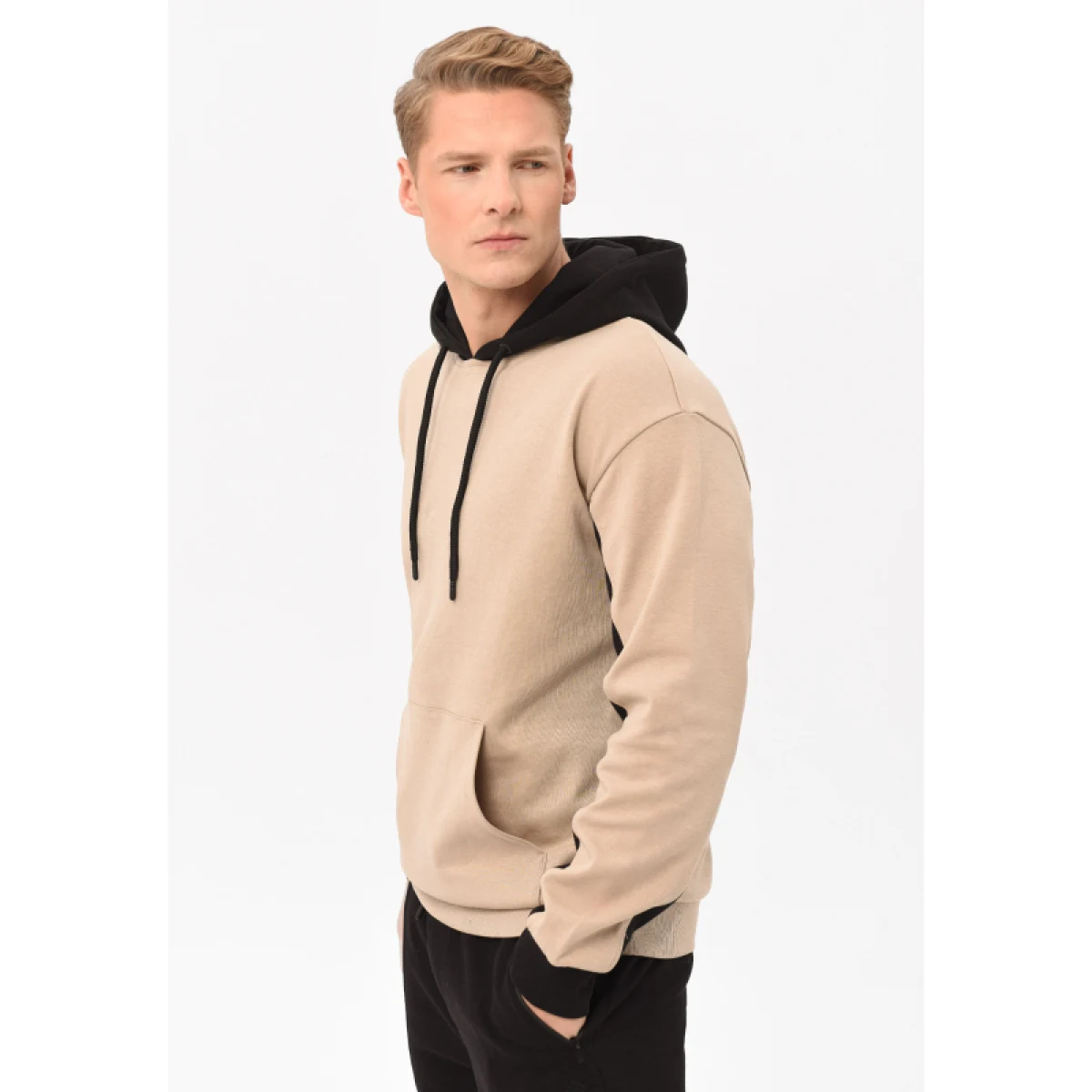Pánska mikina s kapucňou VOLCANO BLOCK-102-BEIGE · záber 2