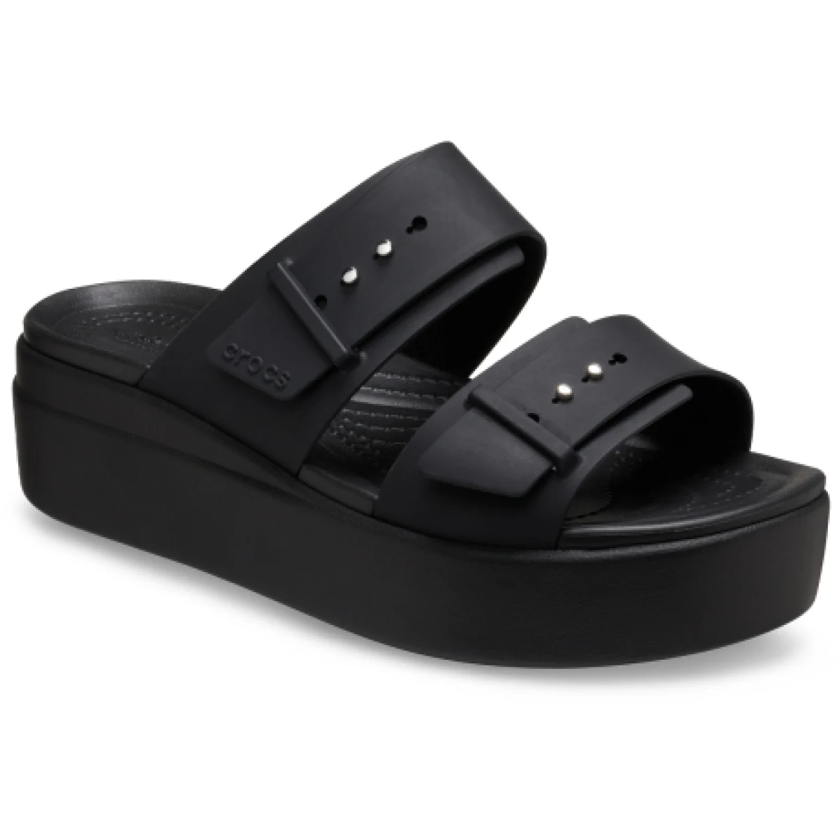 Dámske sandále na platforme (módna obuv) CROCS Brooklyn Buckle Low Wedge W black · záber 1