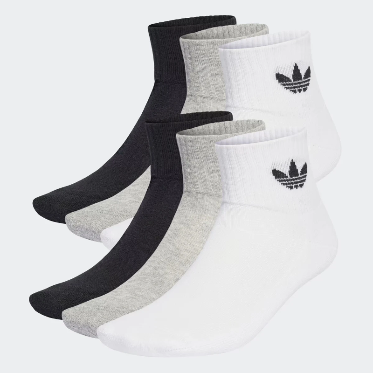 Ponožky ADIDAS ORIGINALS 6 PACK-MID ANKLE SCK-BLACK WHITE GREY · záber 2