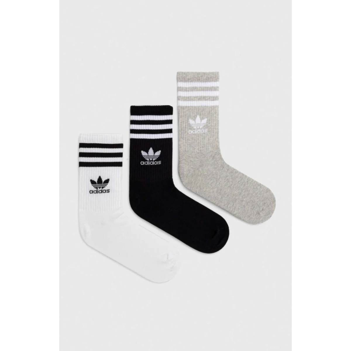 Ponožky ADIDAS ORIGINALS 3 PACK-CREW SOCK-WHITE MGREYH BLACK · záber 2