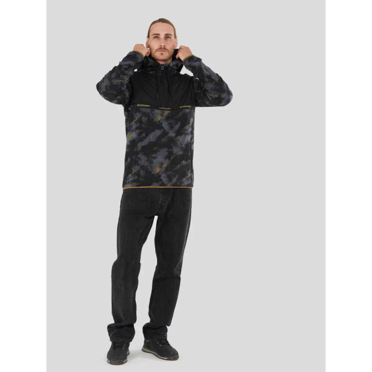 Pánska lyžiarska mikina s 1 2 zipsom FUNDANGO Exodus Hybrid Jacket-585-moor · záber 4