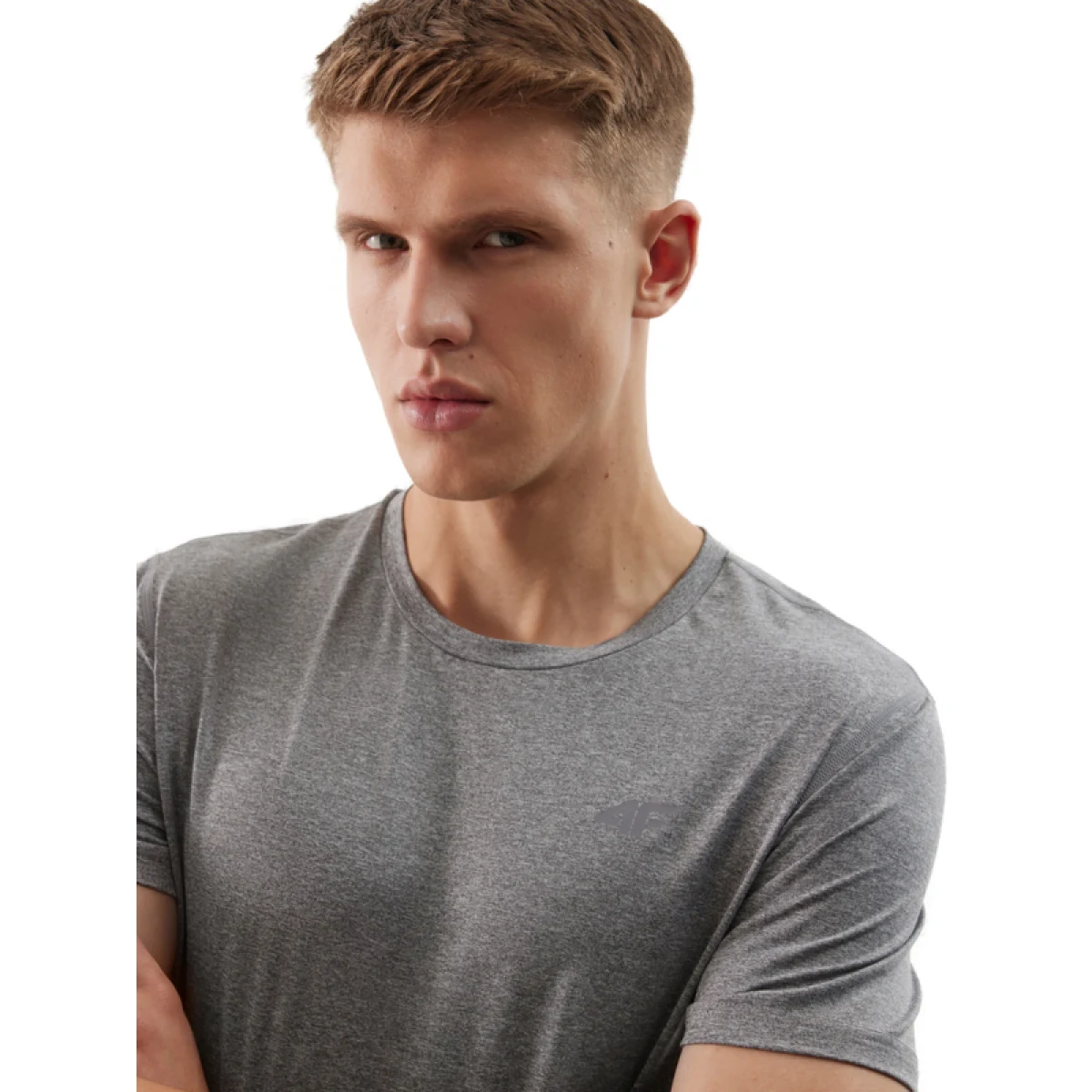 Pánske tréningové tričko s krátkym rukávom 4F TSHIRT FNK-WSS24TFTSM599-27M-COLD LIGHT GREY MELANGE · záber 3