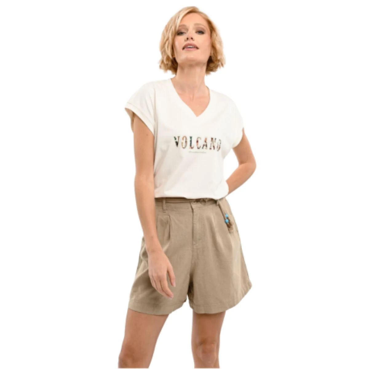 Dámske kraťasy VOLCANO P-ALESS-101-BEIGE · záber 1