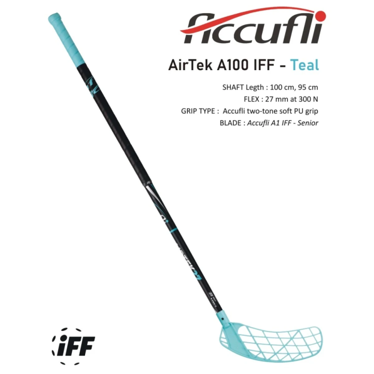 Florbalová hokejka ACCUFLI AirTek IFF A27-100 Teal R · záber 2