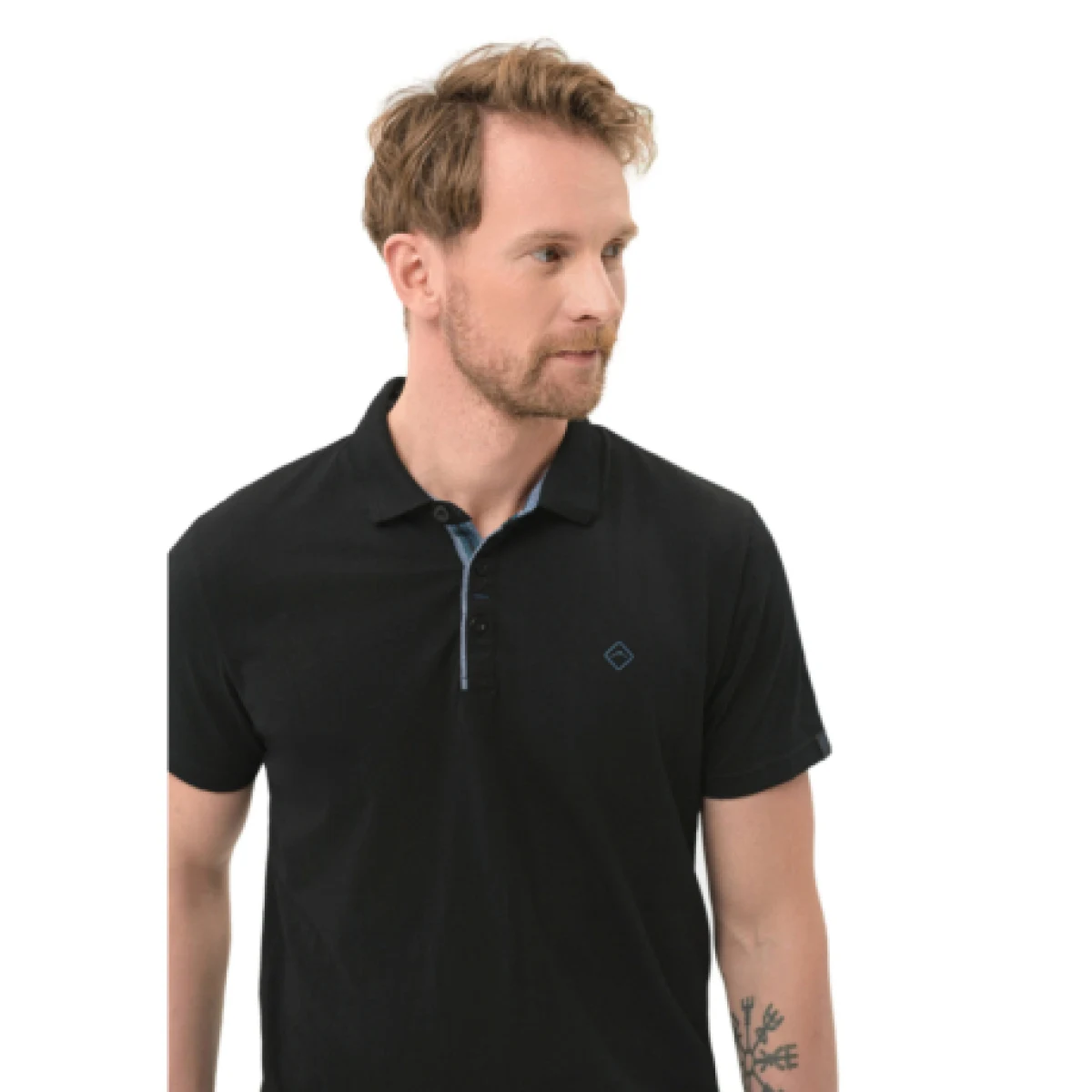 Pánske polo tričko s krátkym rukávom VOLCANO NIKOS-700-BLACK · záber 1
