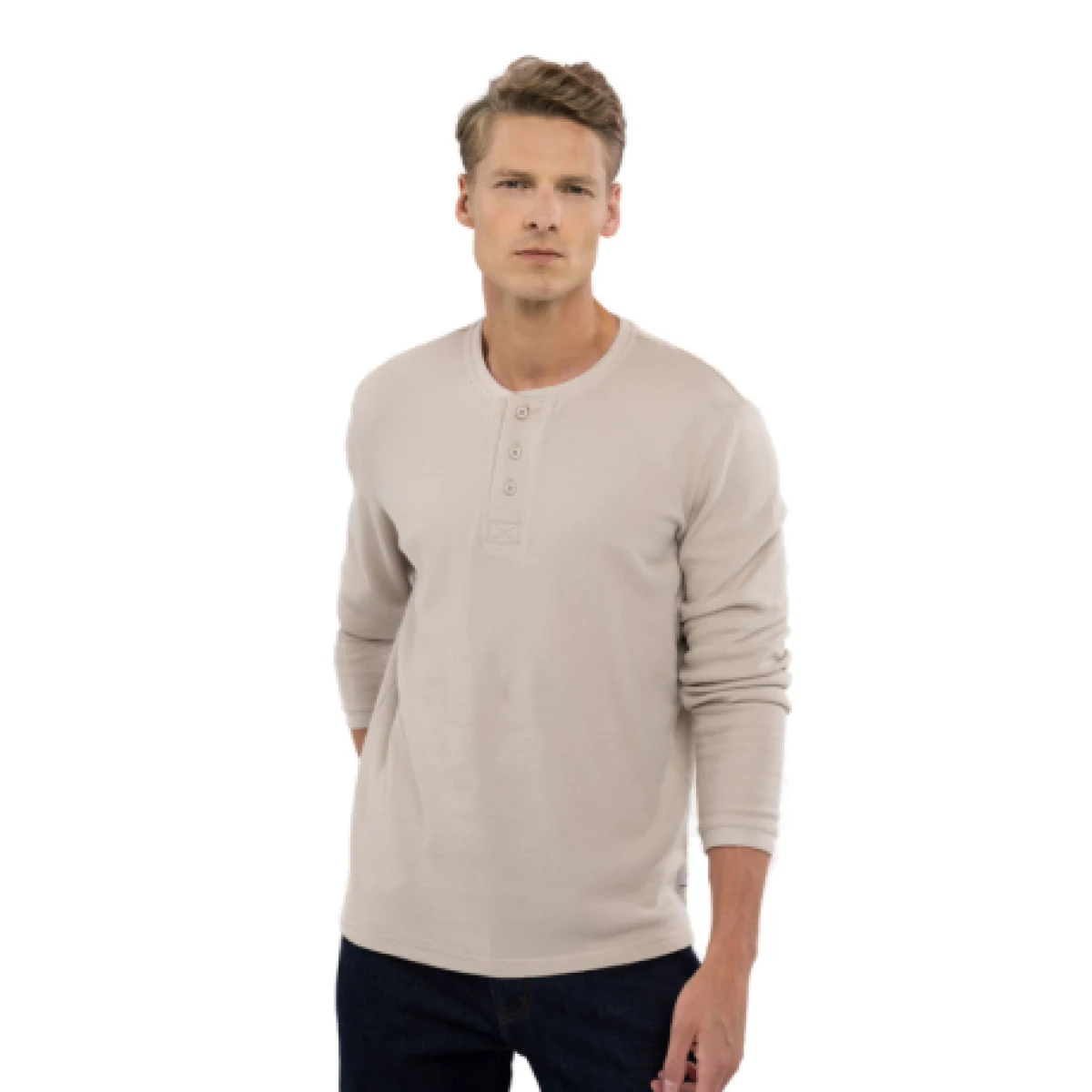 Pánske tričko s dlhým rukávom VOLCANO L-KROTI-101-CREAM · záber 1