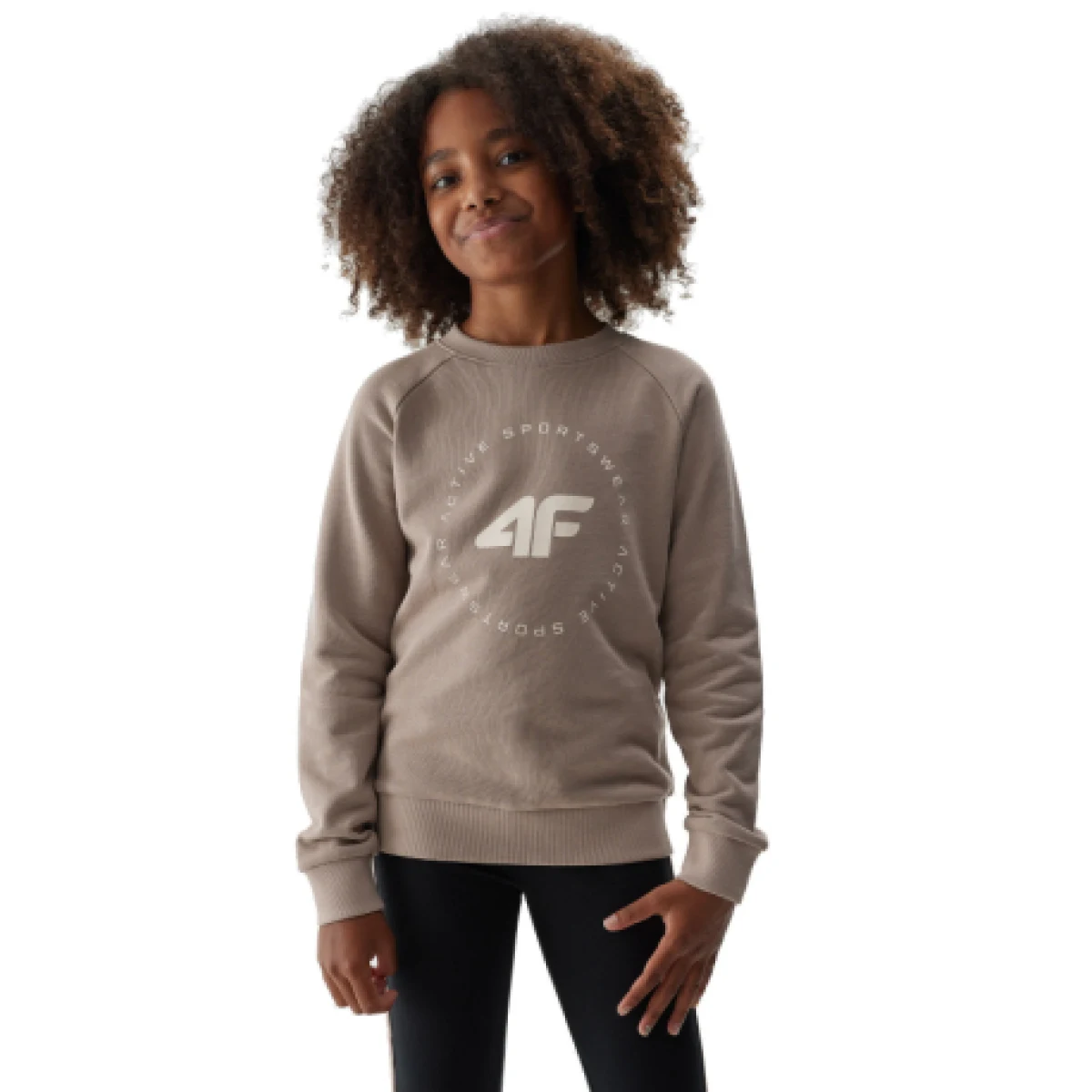 Dievčenská mikina 4F JUNIOR SWEATSHIRT-JAW23TSWSF637-83S-BEIGE · záber 1