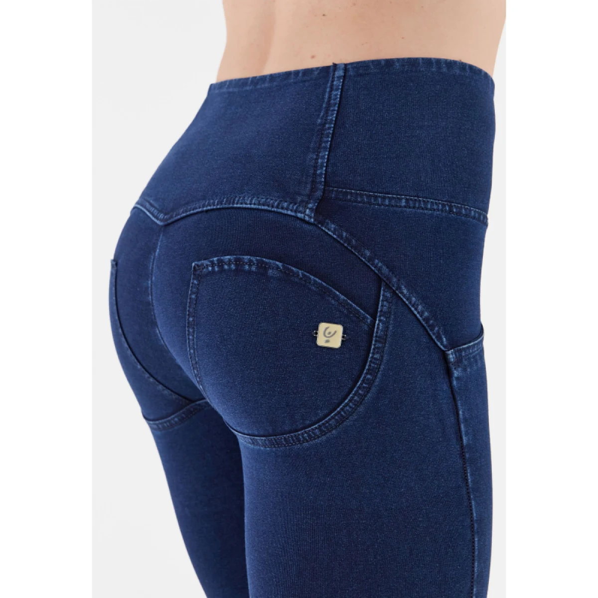 Dámske jeggings nohavice FREDDY WR.UP® superskinny push up 7 8 jeggings with high waist and buttons-Blue · záber 4