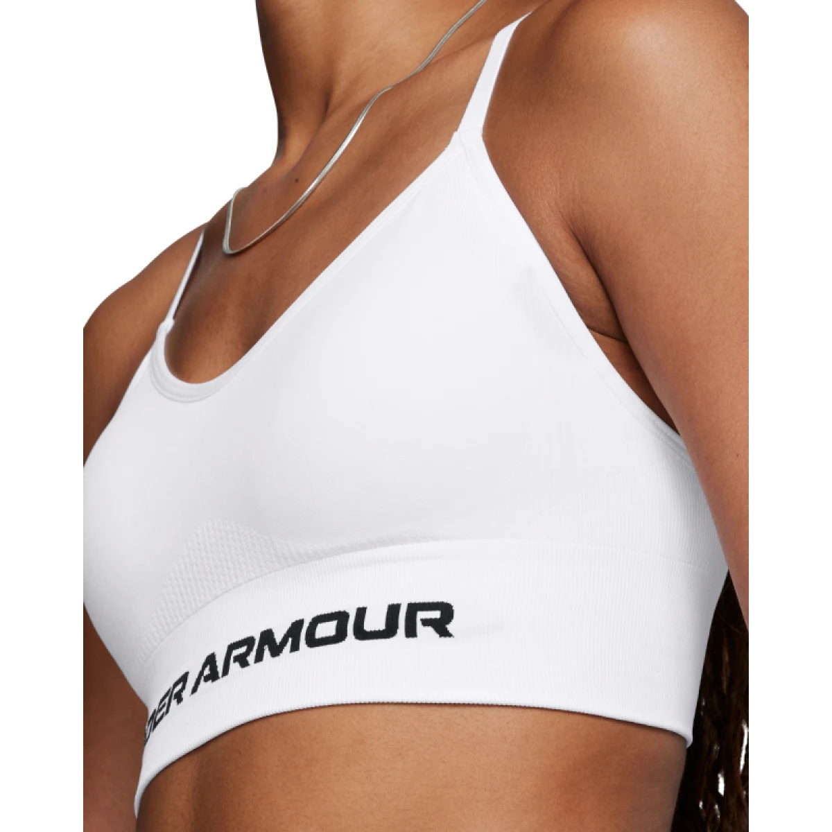 Dámska tréningová športová podprsenka UNDER ARMOUR Vanish Seamless Low Bra-WHT · záber 2