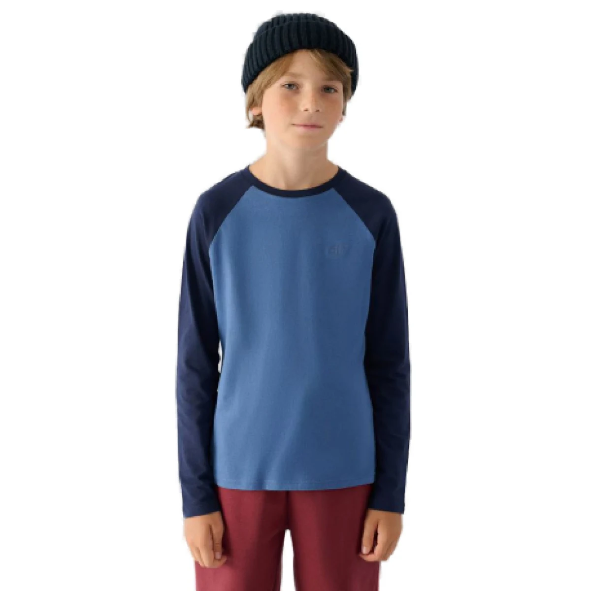 Chlapčenské tričko s dlhým rukávom 4F JUNIOR LONGSLEEVE-JWAW24TLONM293-32S-DENIM · záber 1
