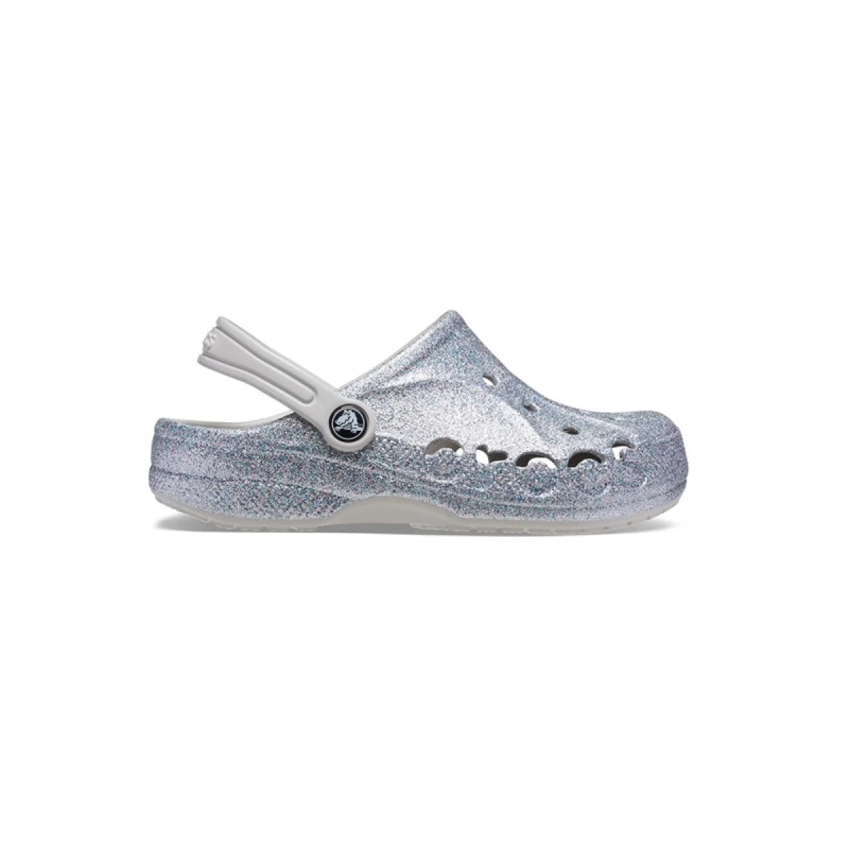 Dievčenské kroksy (rekreačná obuv) CROCS Baya Glitter Clog T silver · záber 2